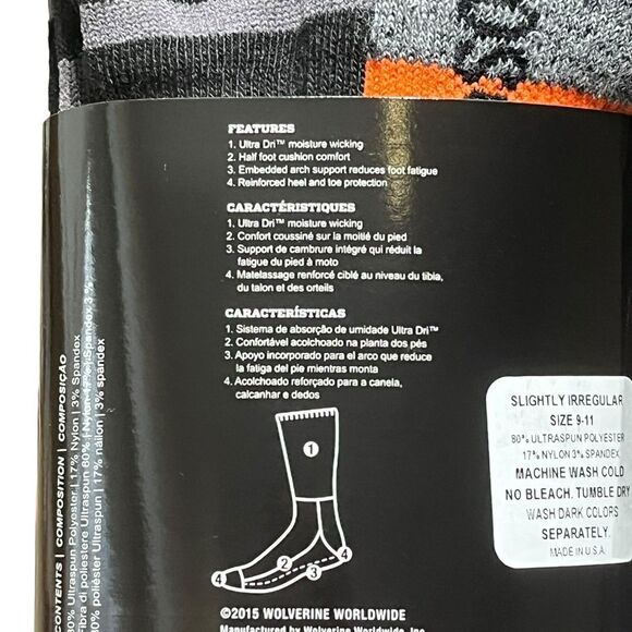 Harley-Davidson Striped All Weather Socks, Size M, 2 Pairs, NWT - Picture 6 of 7